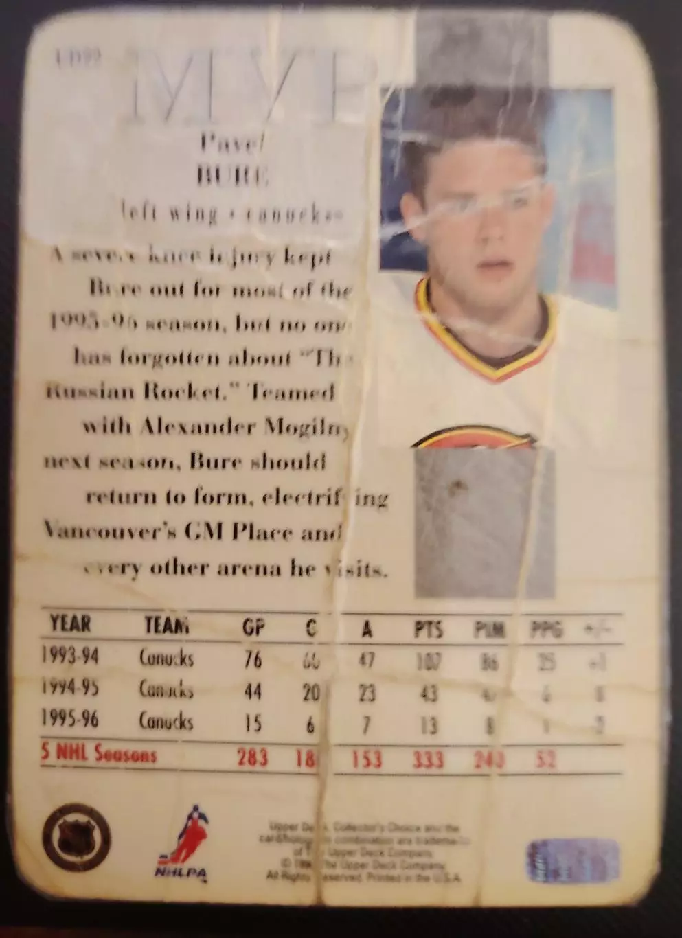 Хоккейная карточка MVP Pavel BURE 1