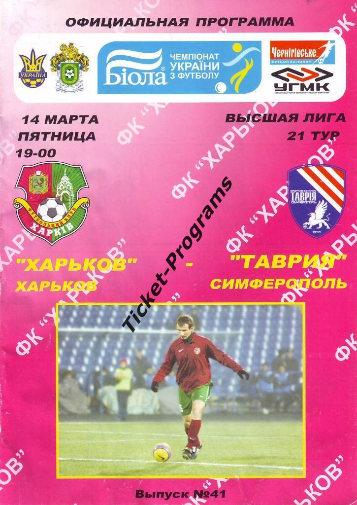 Программа. ФК ХАРЬКОВ (Украина) - СК ТАВРИЯ (Симферополь), 14.03.2008