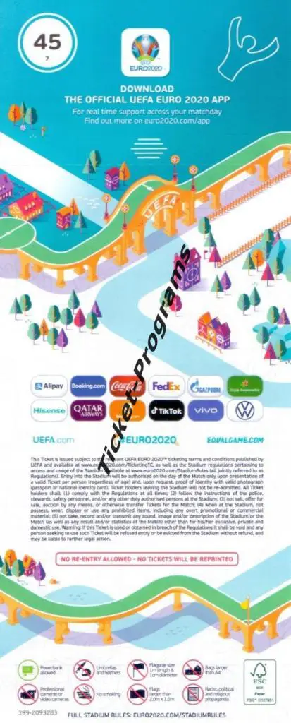 Билет ОРИГИНАЛ. EURO / ЕВРО 2020 Санкт-Петербург. ШВЕЙЦАРИЯ - ИСПАНИЯ 02.07.2021 3