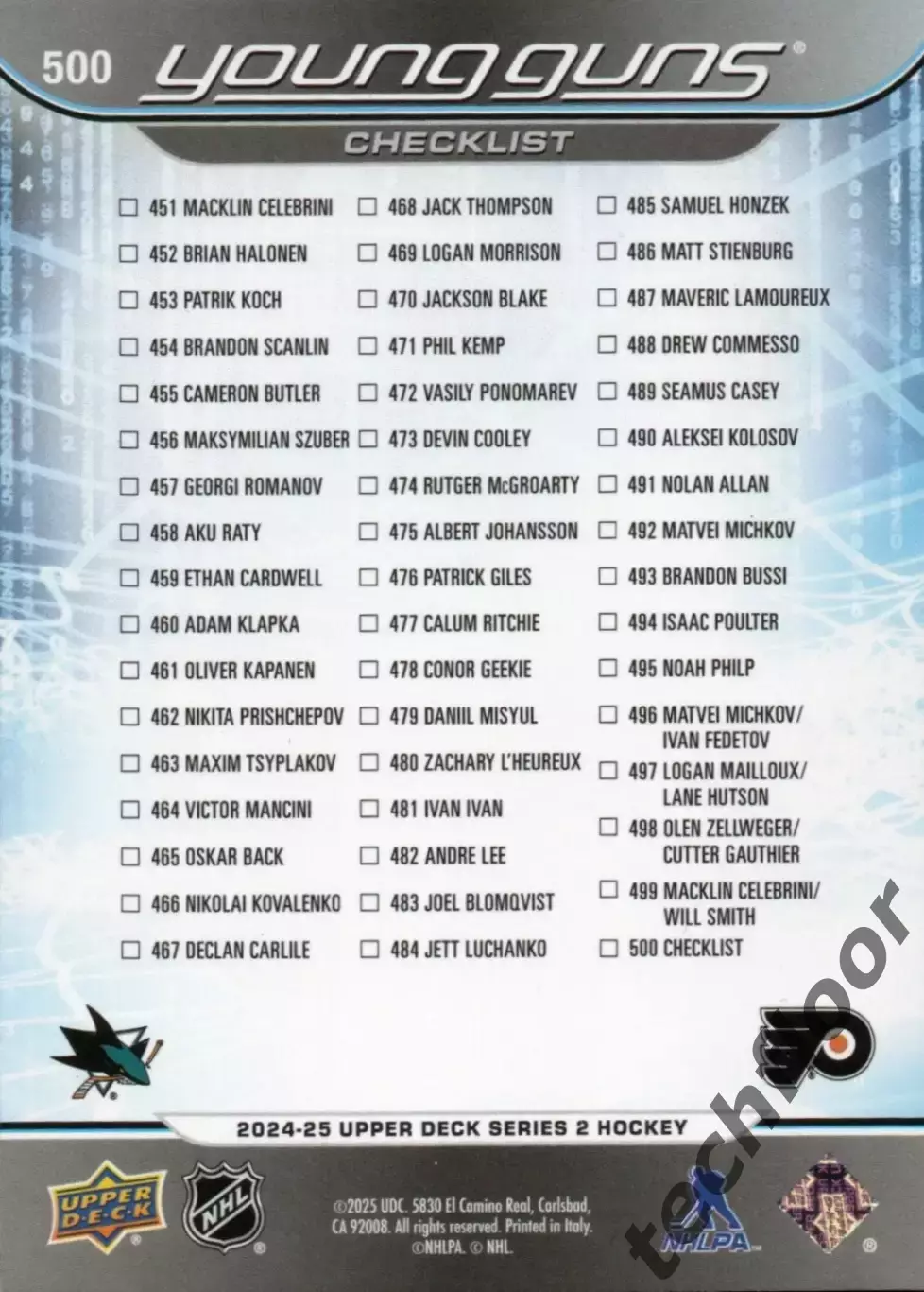 Карточка NHL Macklin Celebrini/Matvei Michkov/Селебрини/Мичков НХЛ 1