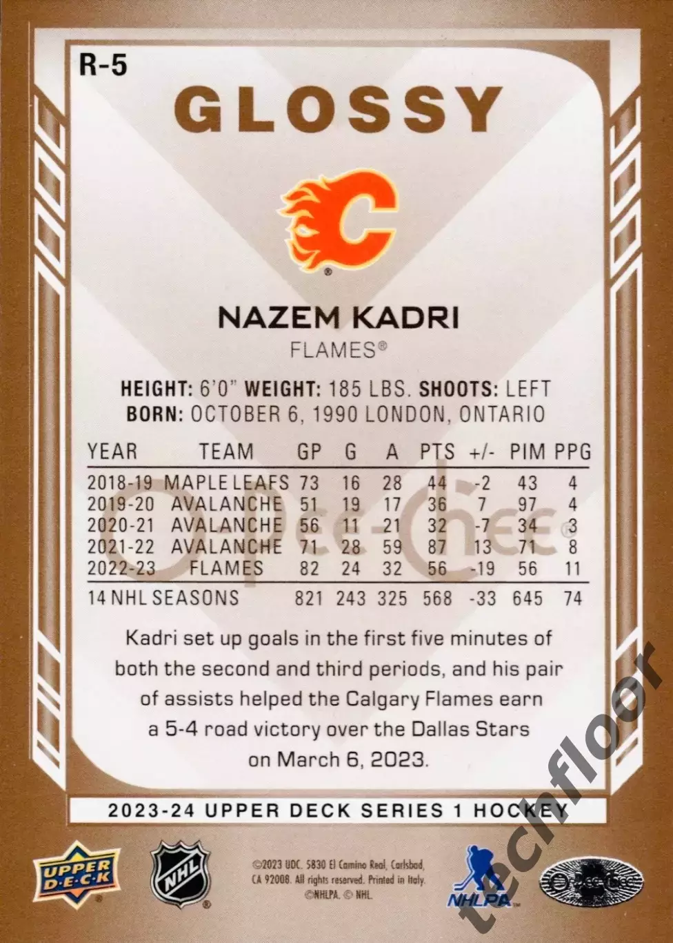 Карточка NHL Nazem Kadri Calgary Flames /Назем Кадри Калгари НХЛ 1