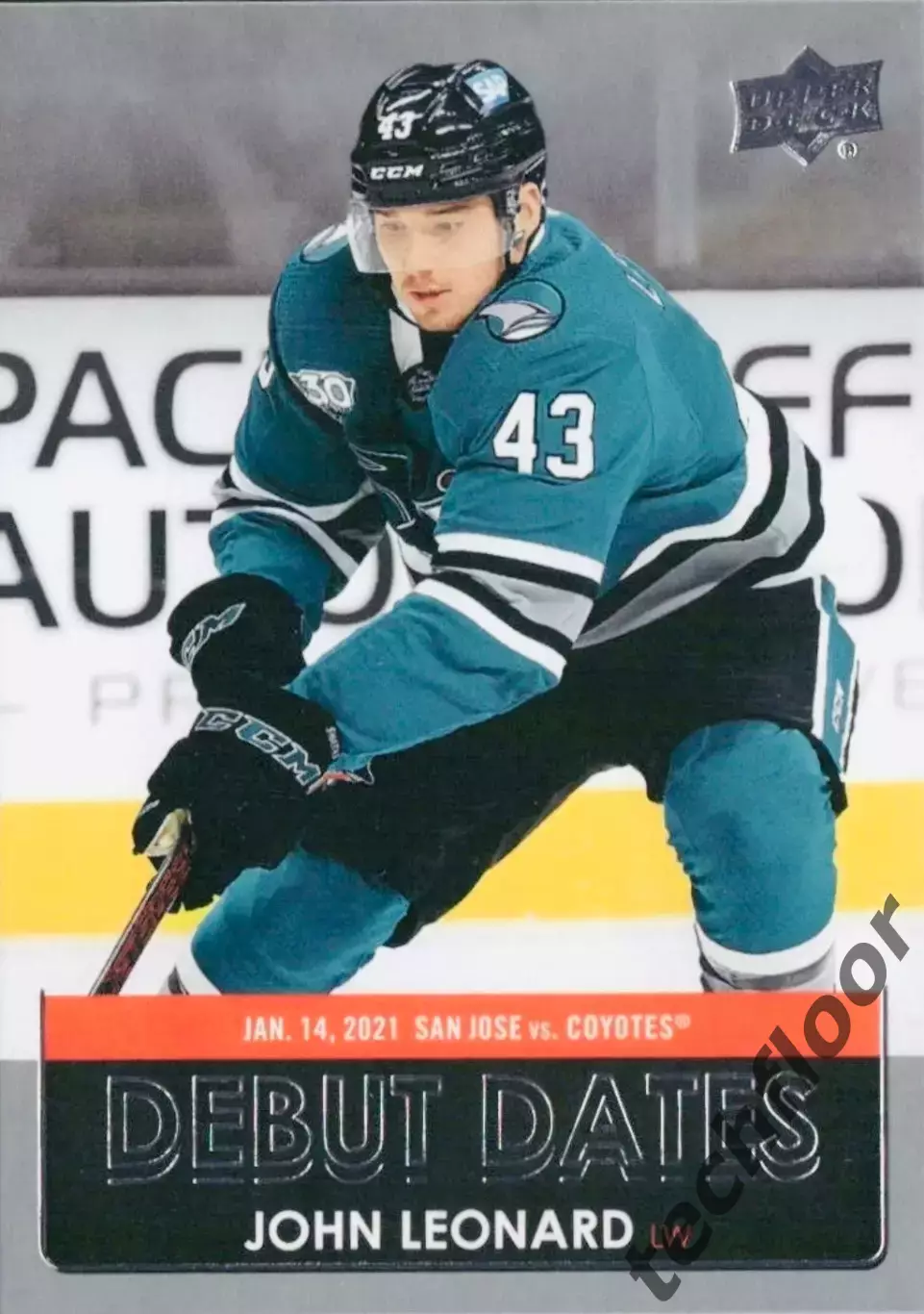 Карточка NHL John Leonard San Jose Sharks/Джон Леонард Сан-Хосе НХЛ