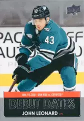 Карточка NHL John Leonard San Jose Sharks/Джон Леонард Сан-Хосе НХЛ