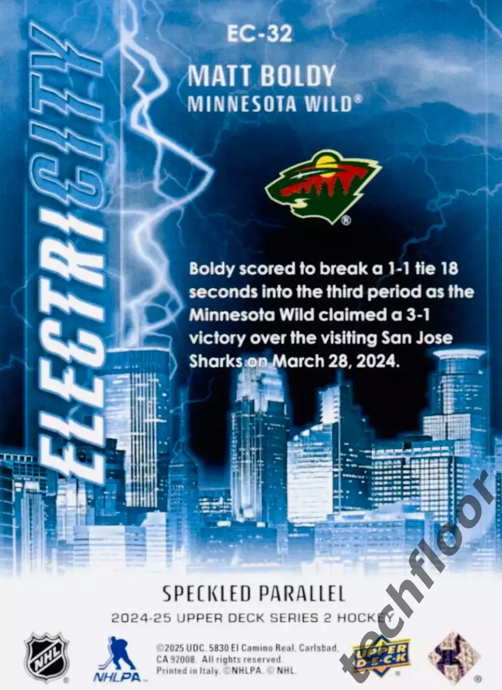 Карточка NHL Matt Boldy Minnesota Wild / Мэтт Болди Миннесота НХЛ 1