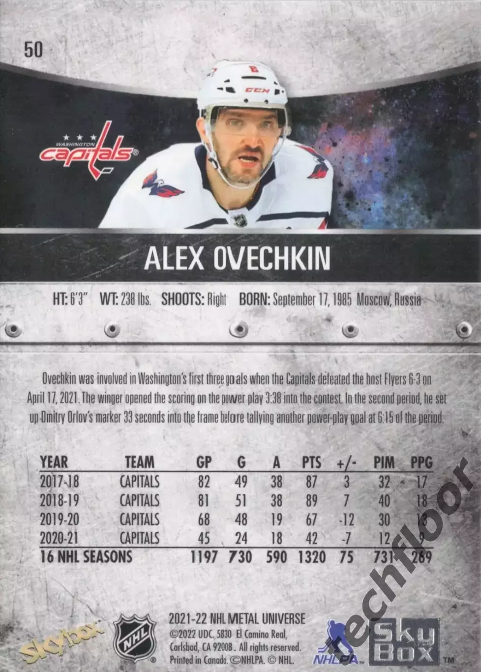Карточка NHL Alex Ovechkin Washington Capitals/Александр Овечкин Вашингтон НХЛ 1