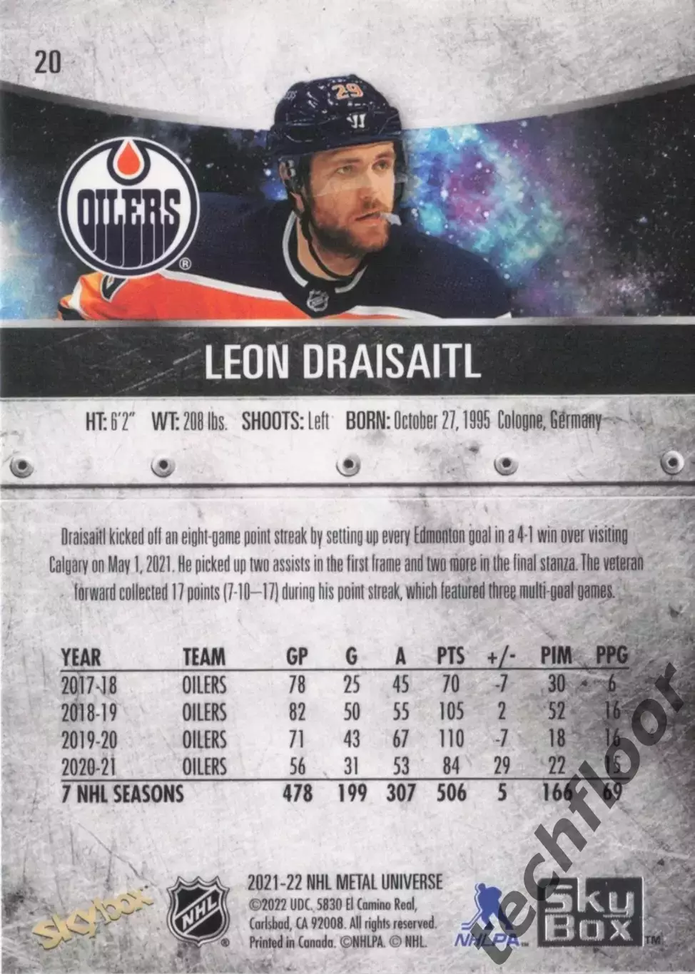 Карточка NHL Leon Draisaitl Edmonton Oilers/Леон Драйзайтль Эдмонтон НХЛ 1