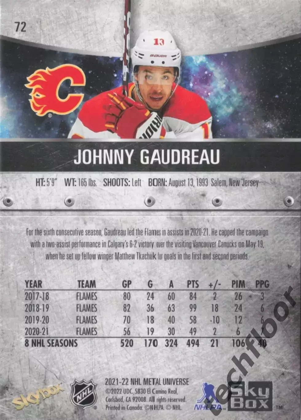 Карточка NHL Johnny Gaudreau Calgary Flames/Джонни Годро Калгари НХЛ 1