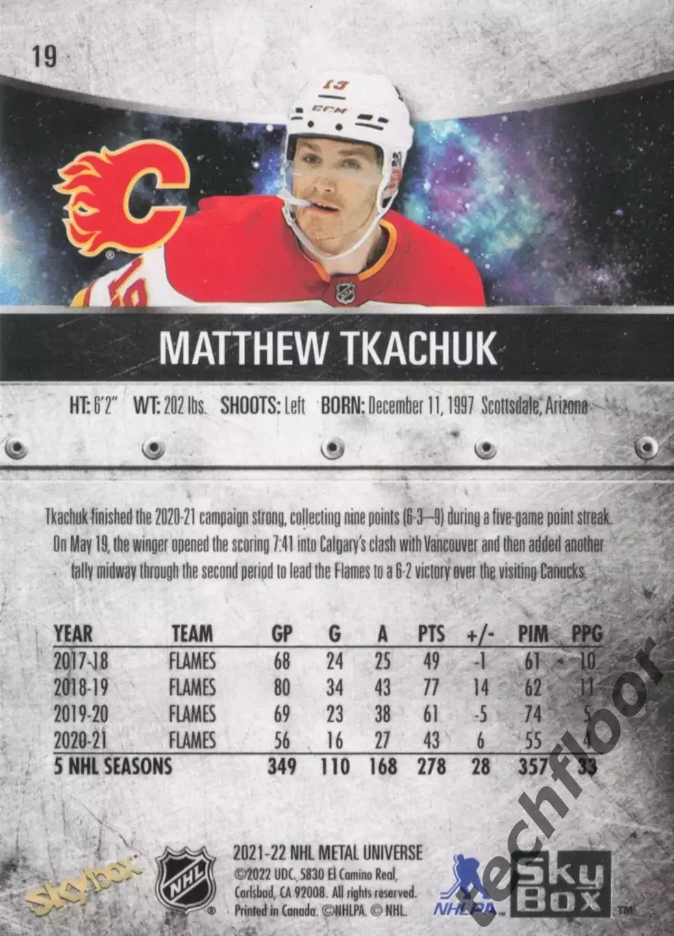 Карточка NHL Matthew Tkachuk Calgary Flames/Мэттью Ткачак Калгари НХЛ 1
