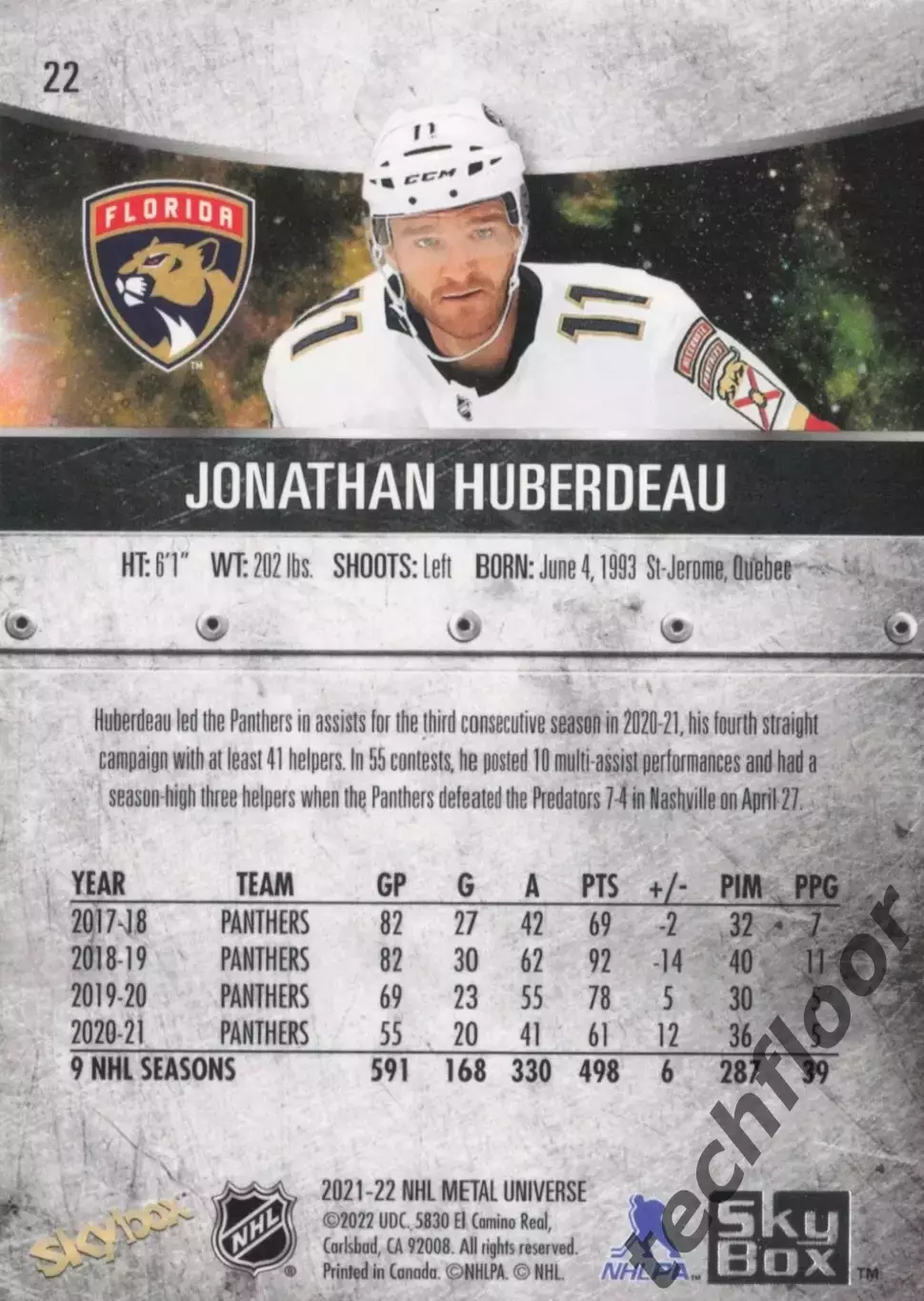 Карточка NHL Jonathan Huberdeau Florida Panthers/ Джонатан Юбердо Флорида НХЛ 1