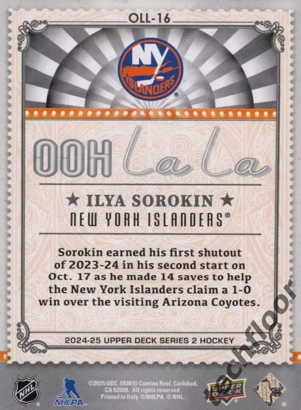 Карточка NHL Ilya Sorokin New York Islanders/ Илья Сорокин НХЛ Айлендерс 1