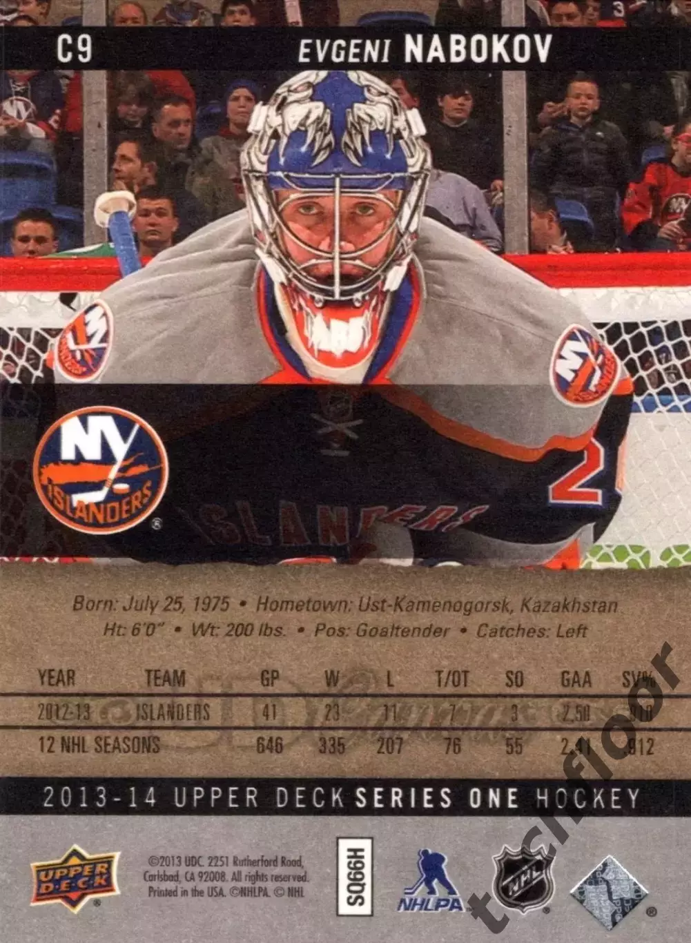 Карточка NHL Canvas Evgeni Nabokov Islanders/Евгений Набоков Айлендерс НХЛ 1