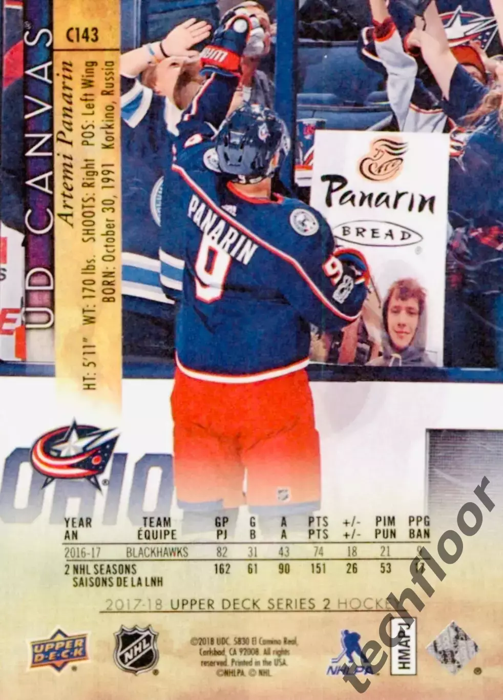 Карточка Canvas NHL Artemi Panarin Columbus/Артемий Панарин Коламбус НХЛ 1
