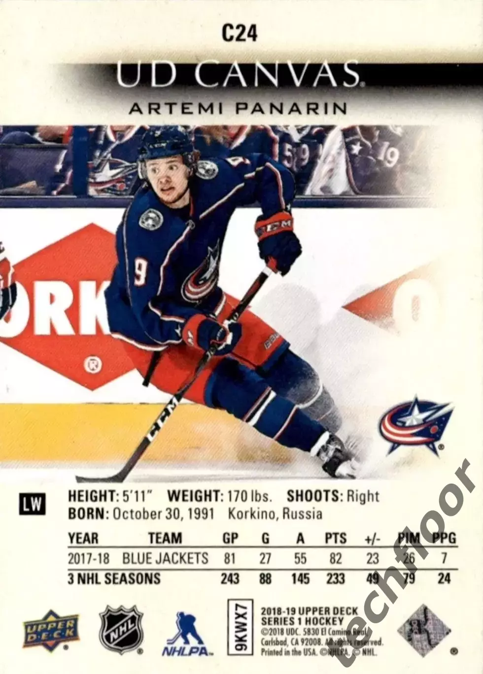 Карточка NHL Canvas Artemi Panarin Columbus/ Артемий Панарин Коламбус НХЛ 1