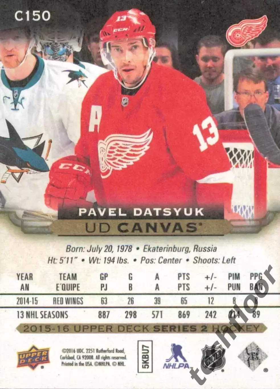 Карточка NHL Canvas Pavel Datsyuk Detroit Red Wings/Павел Дацюк Детройт НХЛ 1
