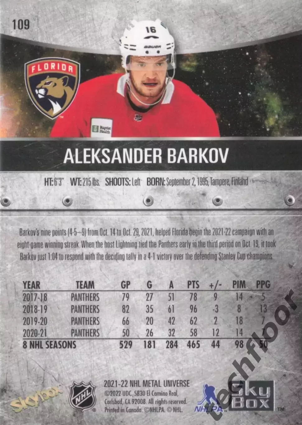Карточка NHL Aleksander Barkov Florida Panthers /Александр Барков Флорида НХЛ 1