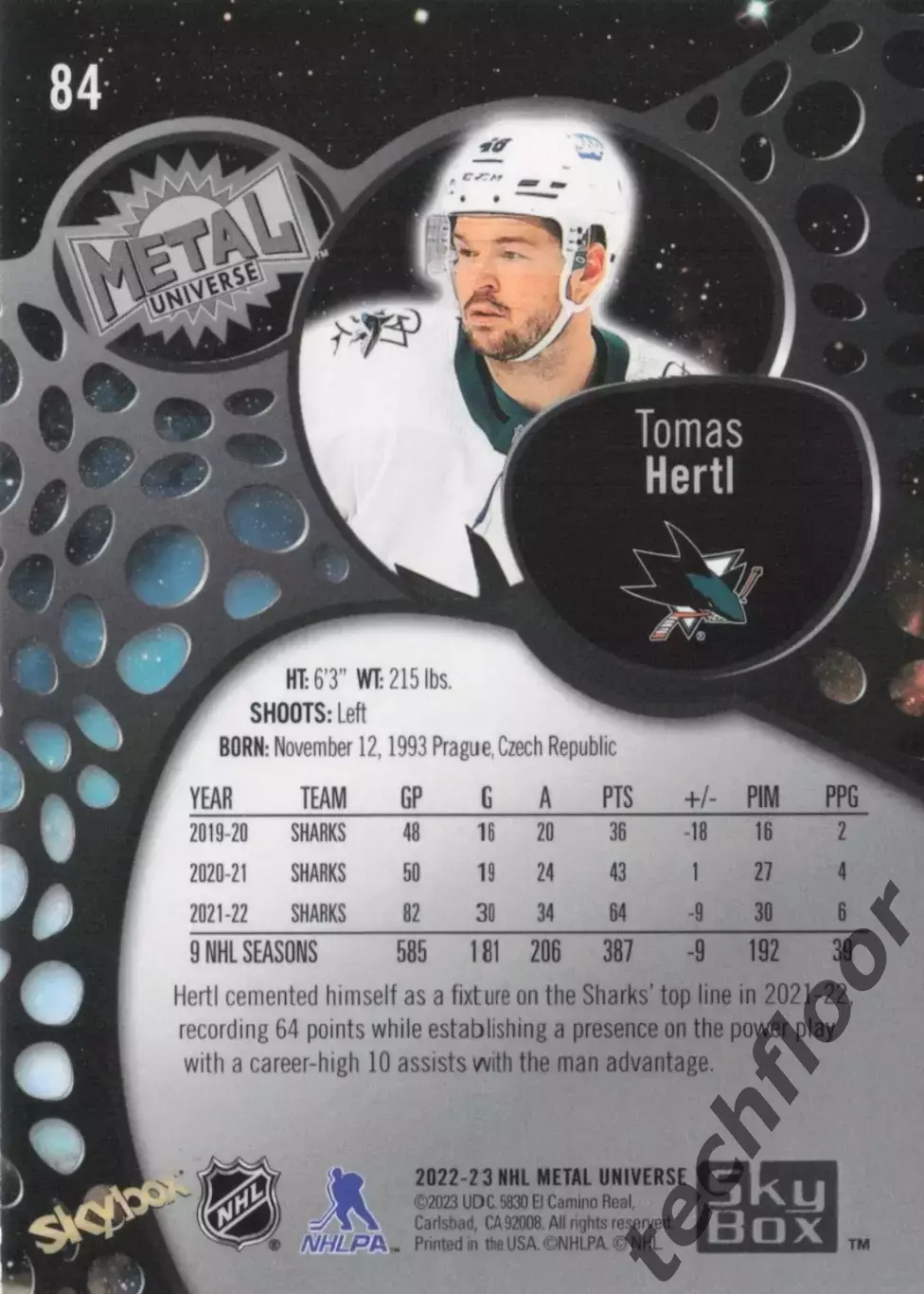 Карточка NHL Tomas Hertl San Jose Sharks /Томаш Гертл Сан-Хосе НХЛ 1