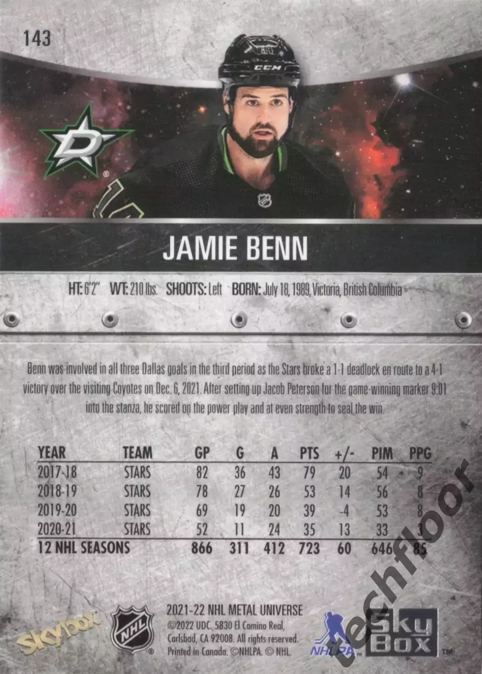 Карточка NHL Jamie Benn Dallas Stars/Джейми Бенн Даллас НХЛ 1