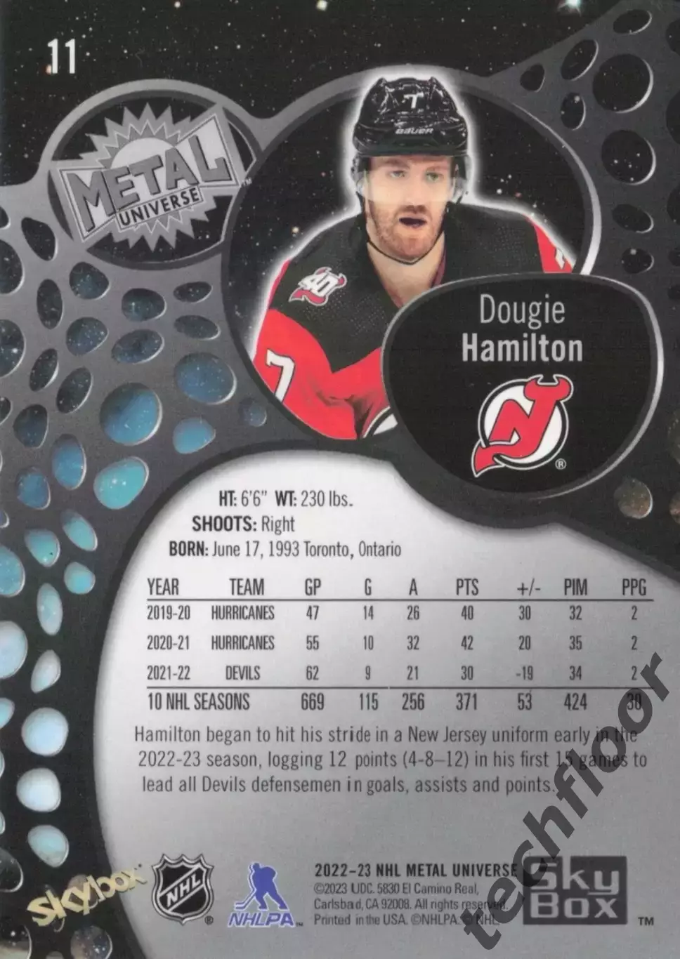 Карточка NHL Dougie Hamilton New Jersey Devils/ Дуги Хэмилтон Нью-Джерси НХЛ 1