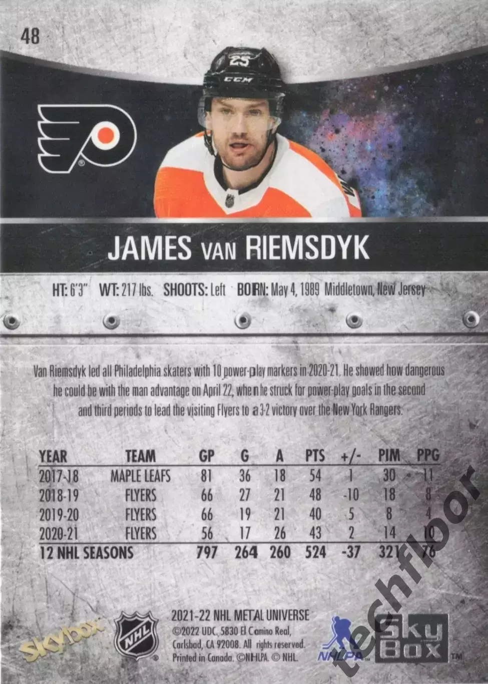 Карточка NHL James van Riemsdyk Philadelphia Flyers/Джеймс ван Римсдайк НХЛ 1