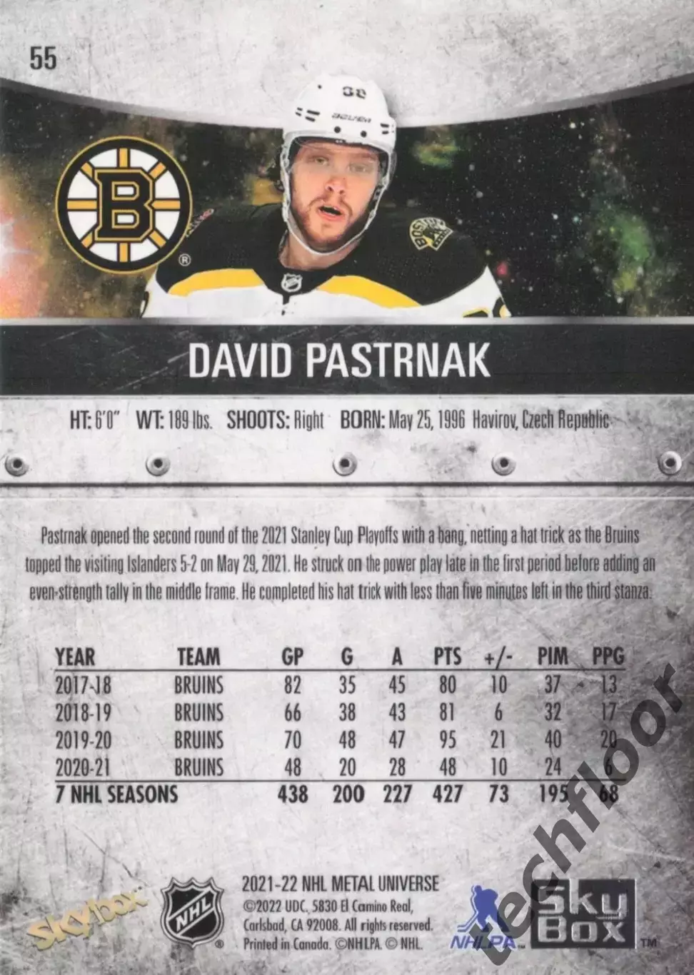Карточка NHL David Pastrnak Boston Bruins/ Давид Пастрняк Бостон НХЛ 1