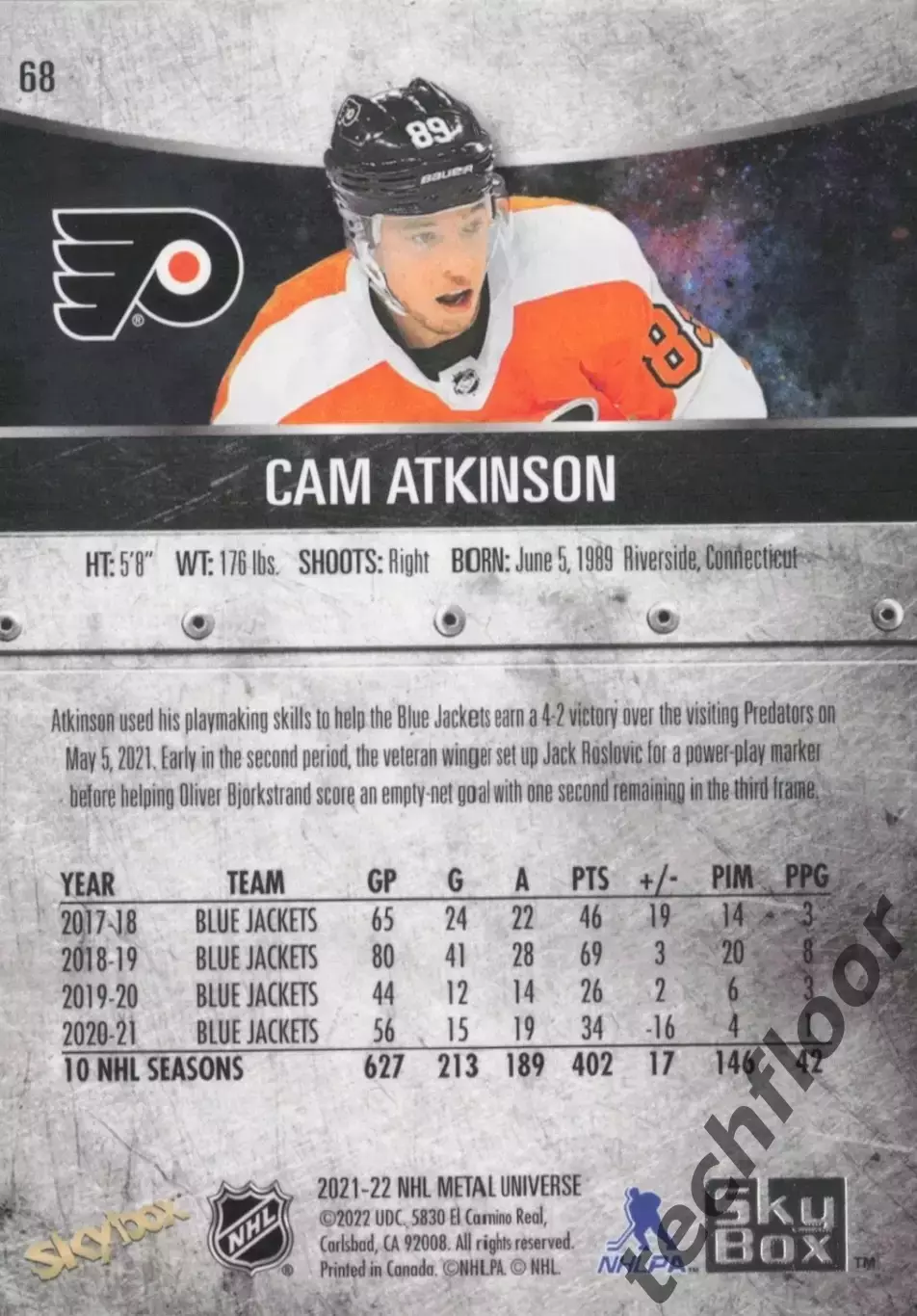 Карточка NHL Cam Atkinson Philadelphia Flyers/Кэм Аткинсон Филадельфия НХЛ 1