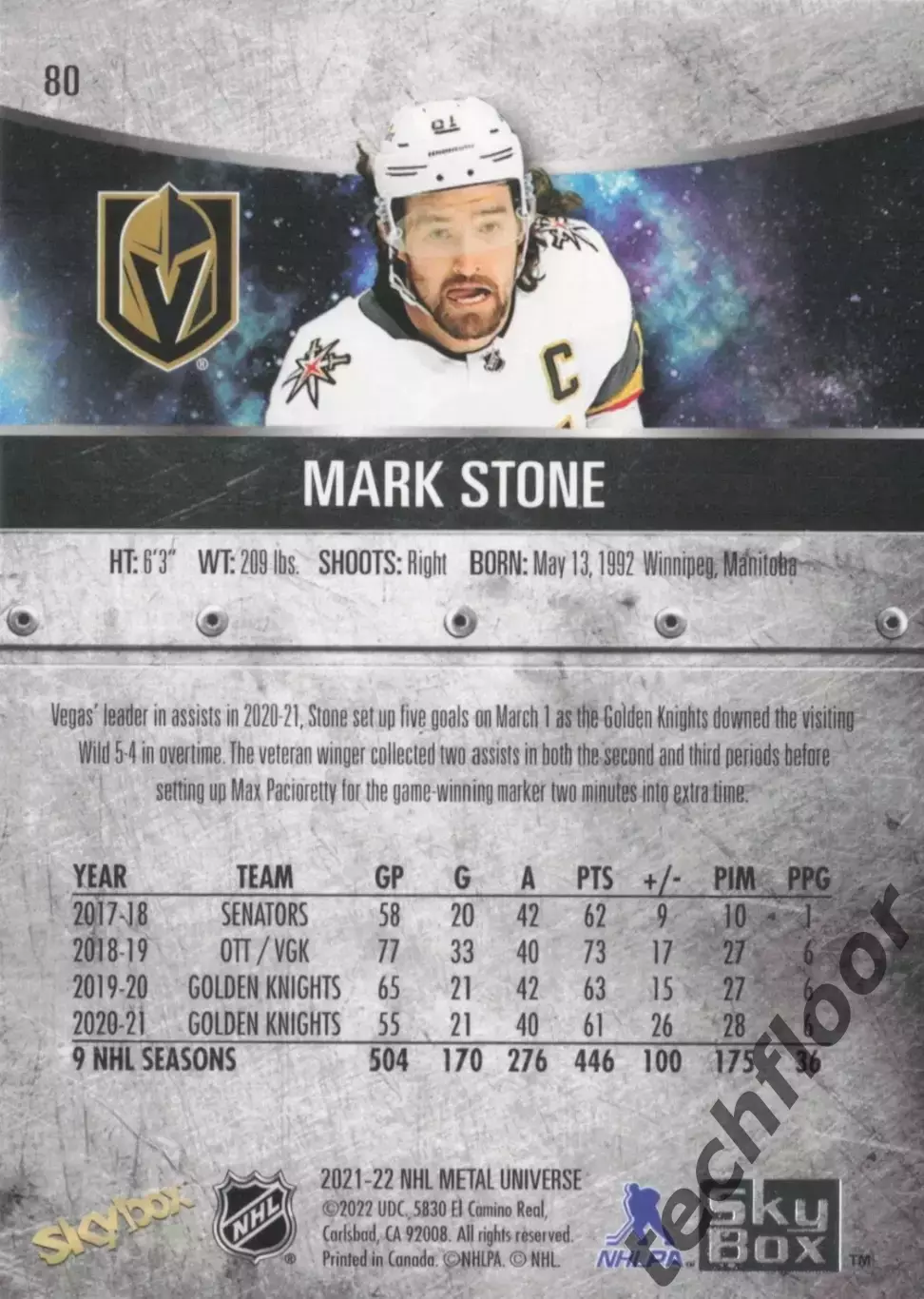 Карточка NHL Mark Stone Vegas Golden Knights/Марк Стоун Вегас НХЛ 1