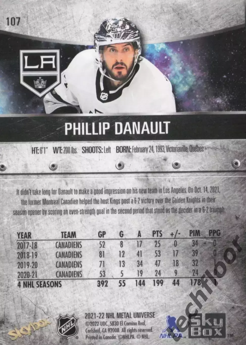 Карточка NHL Phillip Danault LA Kings/Филлип Дано Лос-Анджелес НХЛ 1