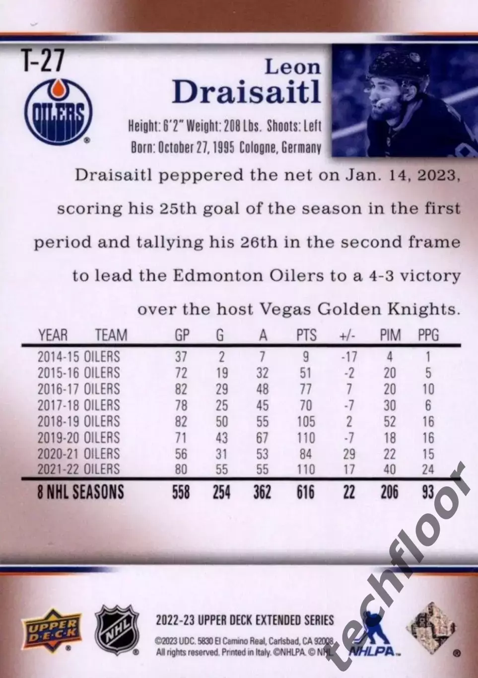 Карточка NHL Leon Draisaitl Edmonton Oilers/Леон Драйзайтль НХЛ Эдмонтон 1