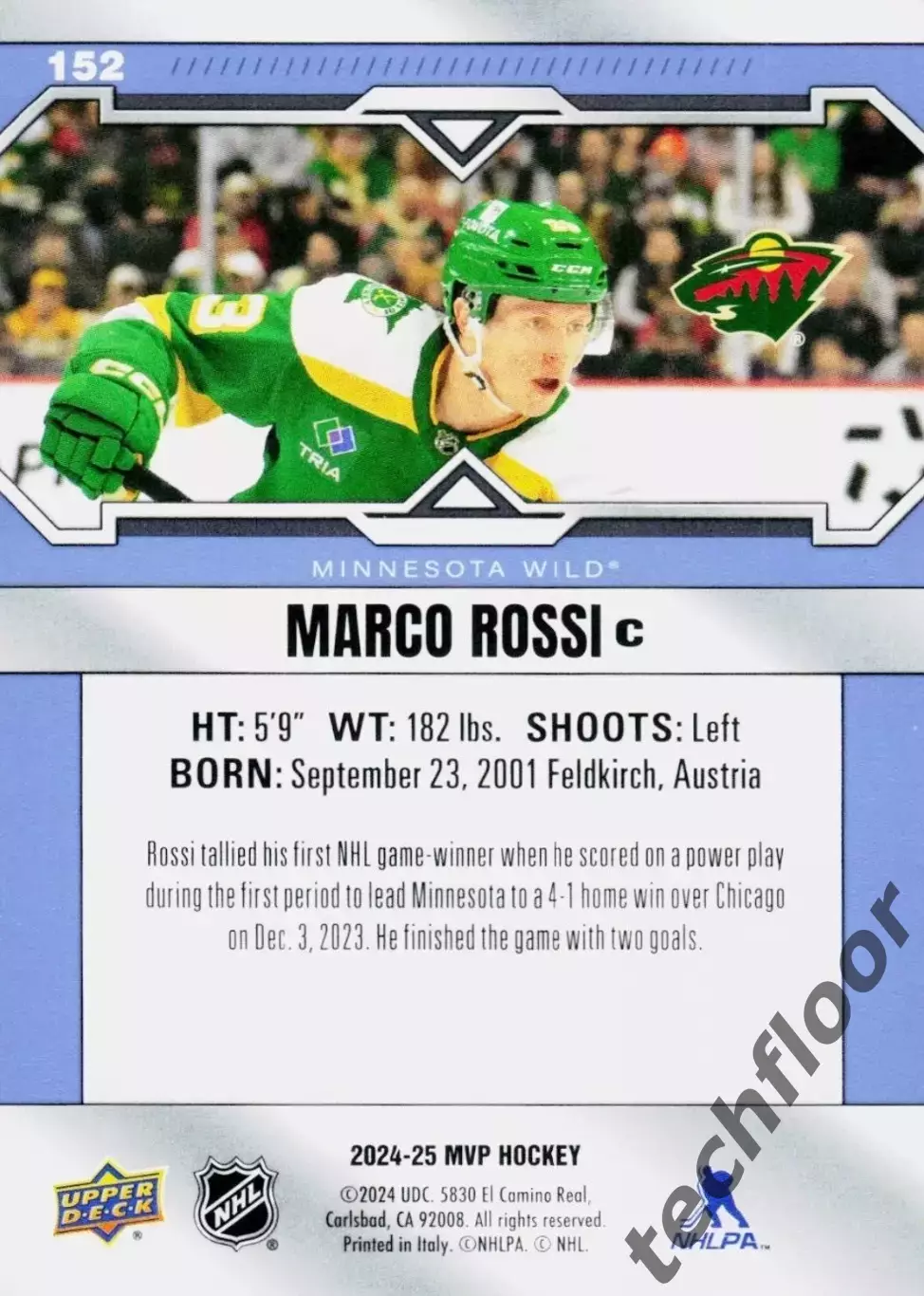Карточка NHL Marco Rossi Minnesota Wild/Марко Росси Миннесота НХЛ 1