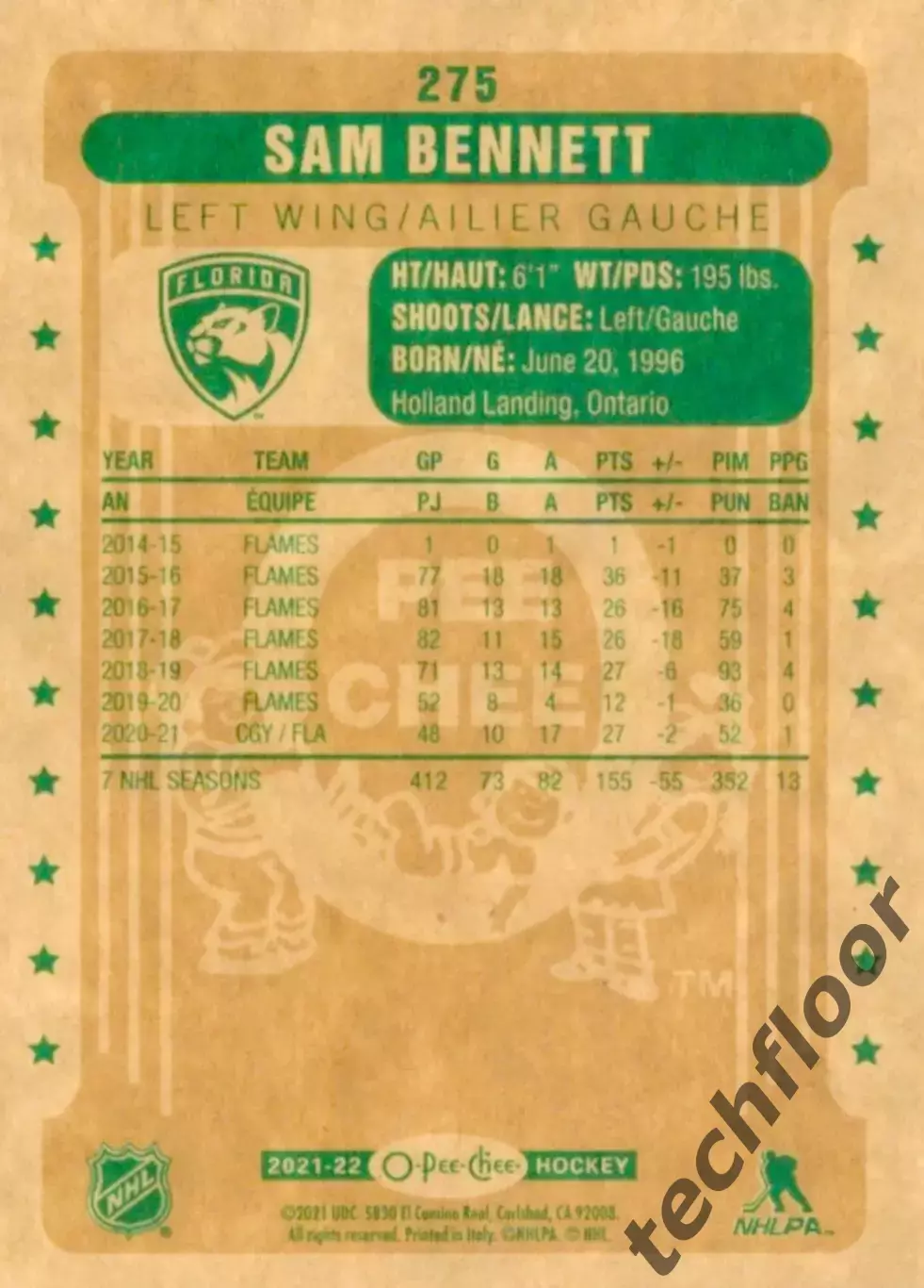 Карточка NHL Sam Bennett Florida Panthers/Сэм Беннетт Флорида НХЛ 1