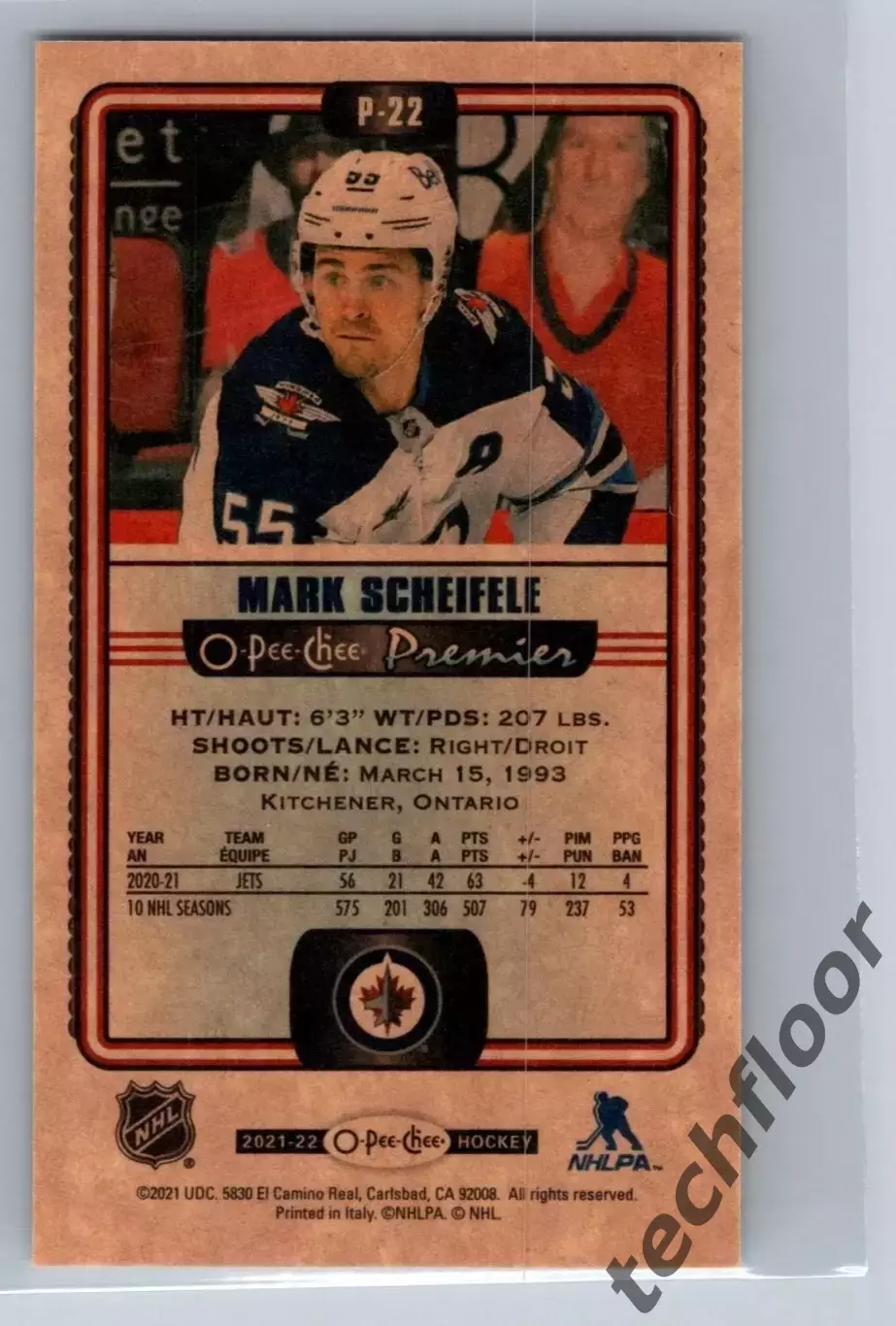 Карточка NHL Mark Scheifele Winnipeg Jets / Марк Шайфли Виннипег НХЛ 1