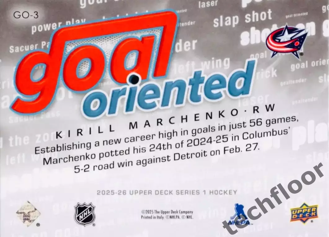 Карточка NHL Kirill Marchenko Columbus Blue Jackets/Кирилл Марченко Коламбус НХЛ 1