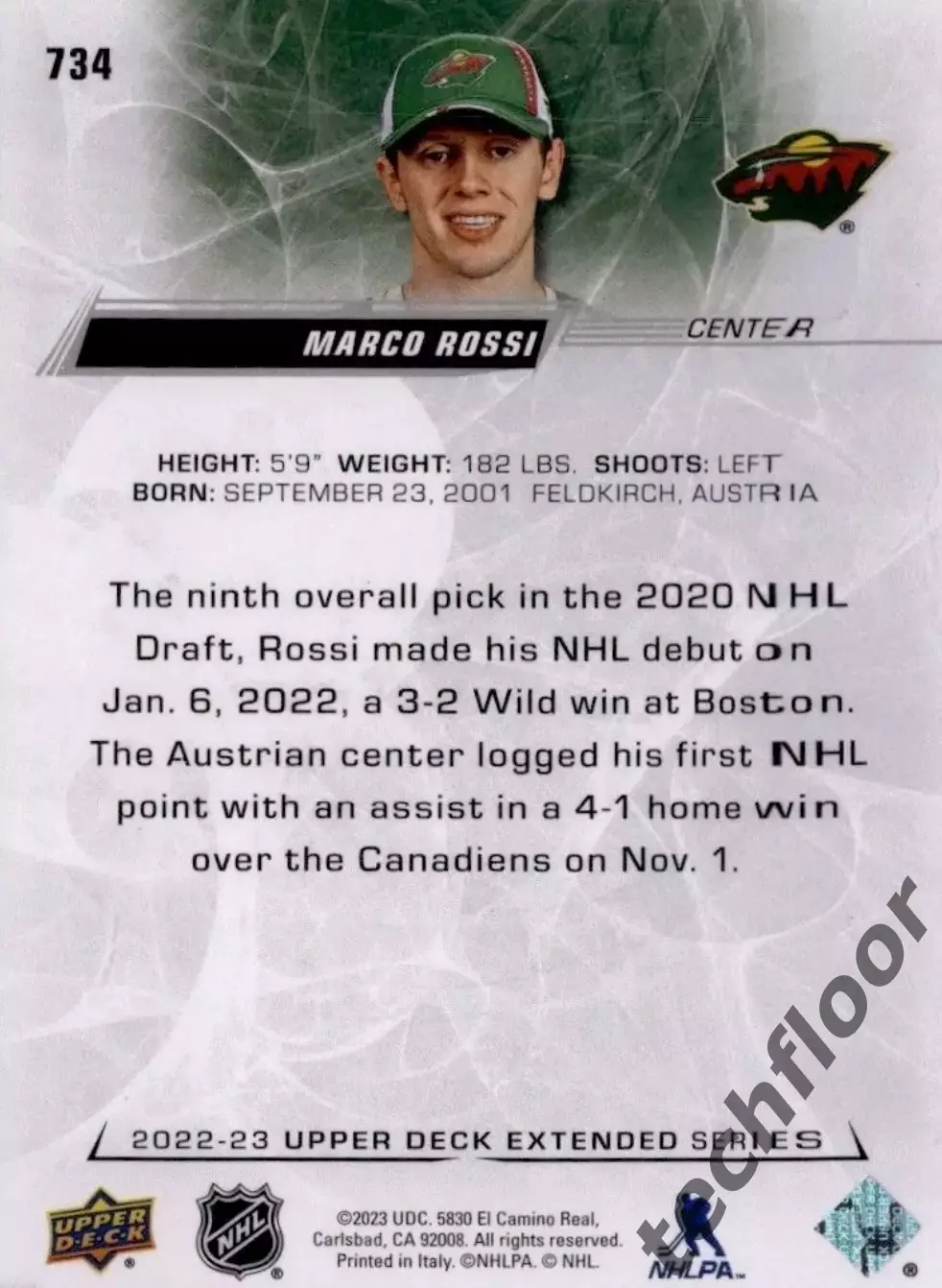 Карточка NHL Marco Rossi Minnesota Wild/Марко Росси Миннесота НХЛ 1