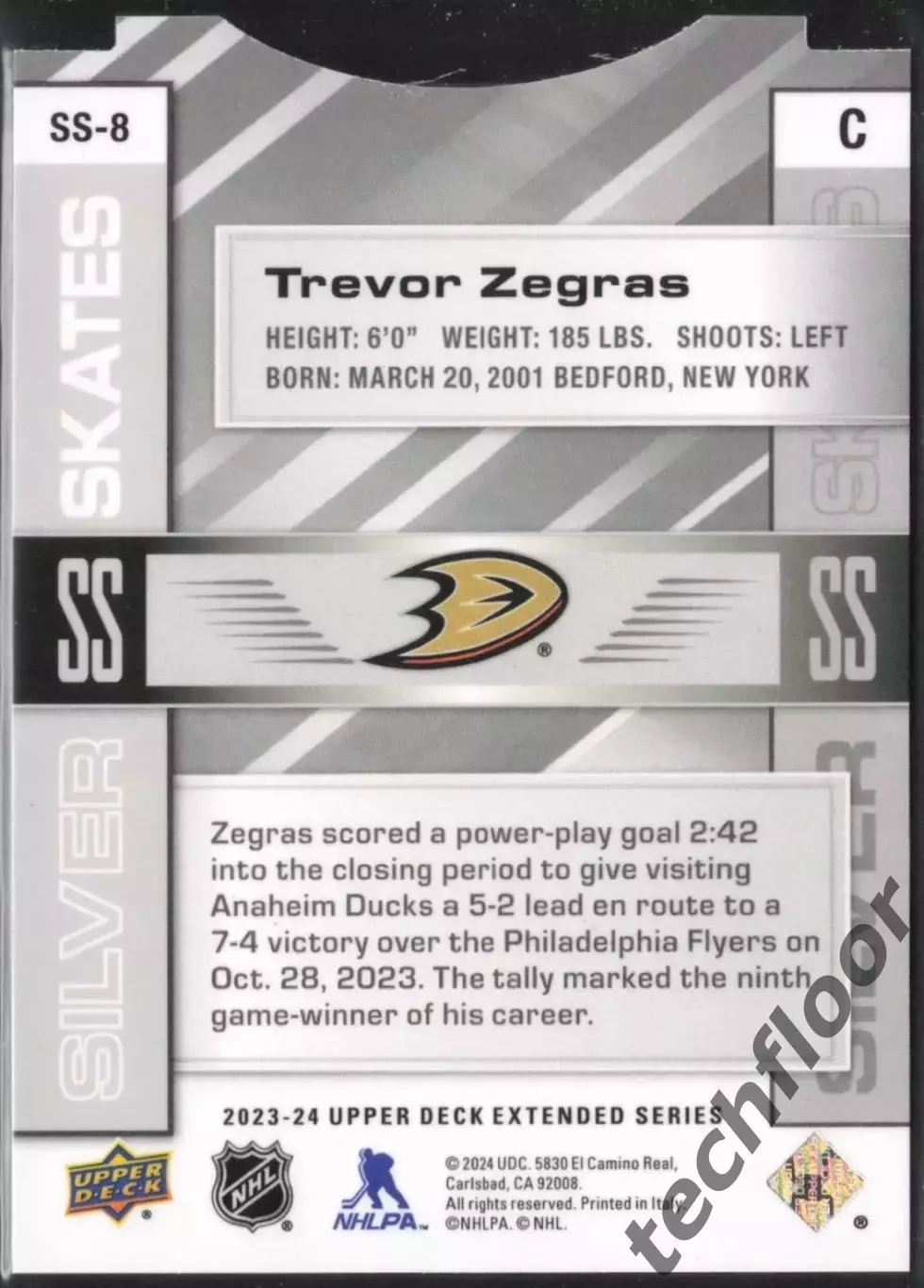Карточка NHL Trevor Zegras Anaheim Ducks / Тревор Зеграс Анахайм НХЛ 1