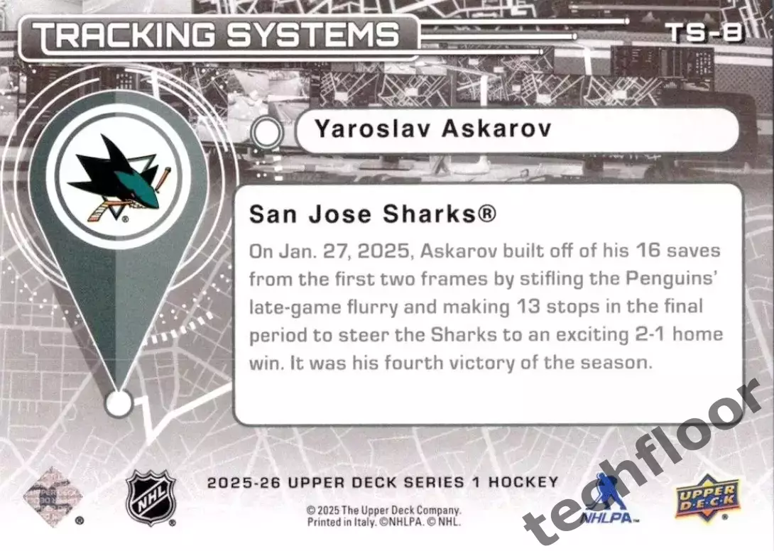 Карточка NHL Yaroslav Askarov San Jose Sharks/Ярослав Аскаров НХЛ Сан-Хосе Шаркс 1