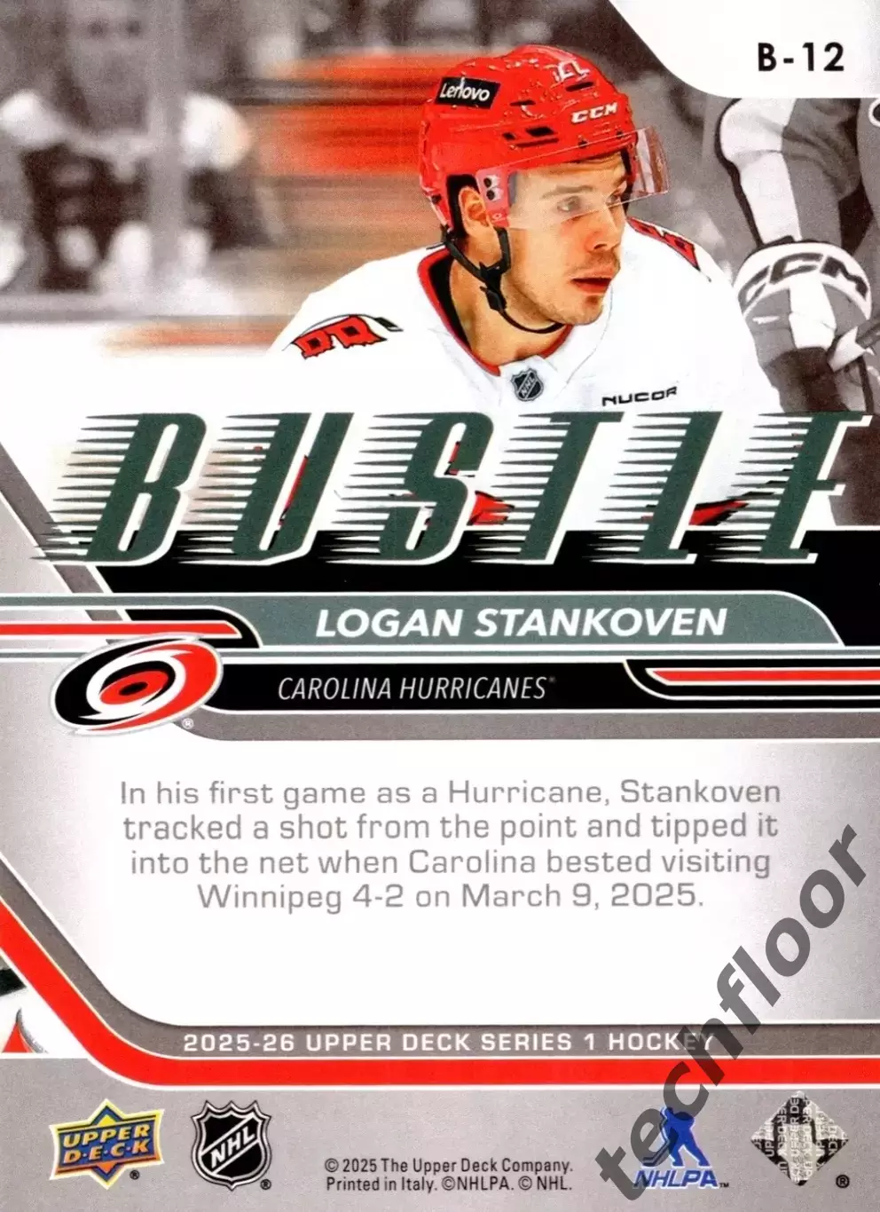 Карточка NHL Logan Stankoven Carolina Hurricanes/Логан Станковен Каролина НХЛ 1