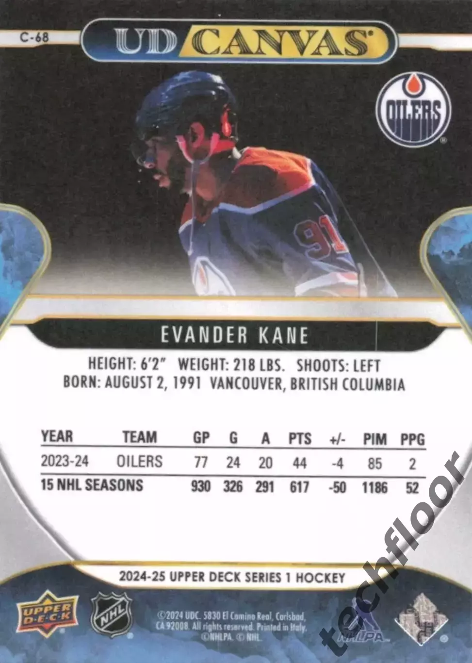Карточка Canvas NHL Evander Kane Edmonton Oilers/Евандер Кейн Эдмонтон НХЛ 1