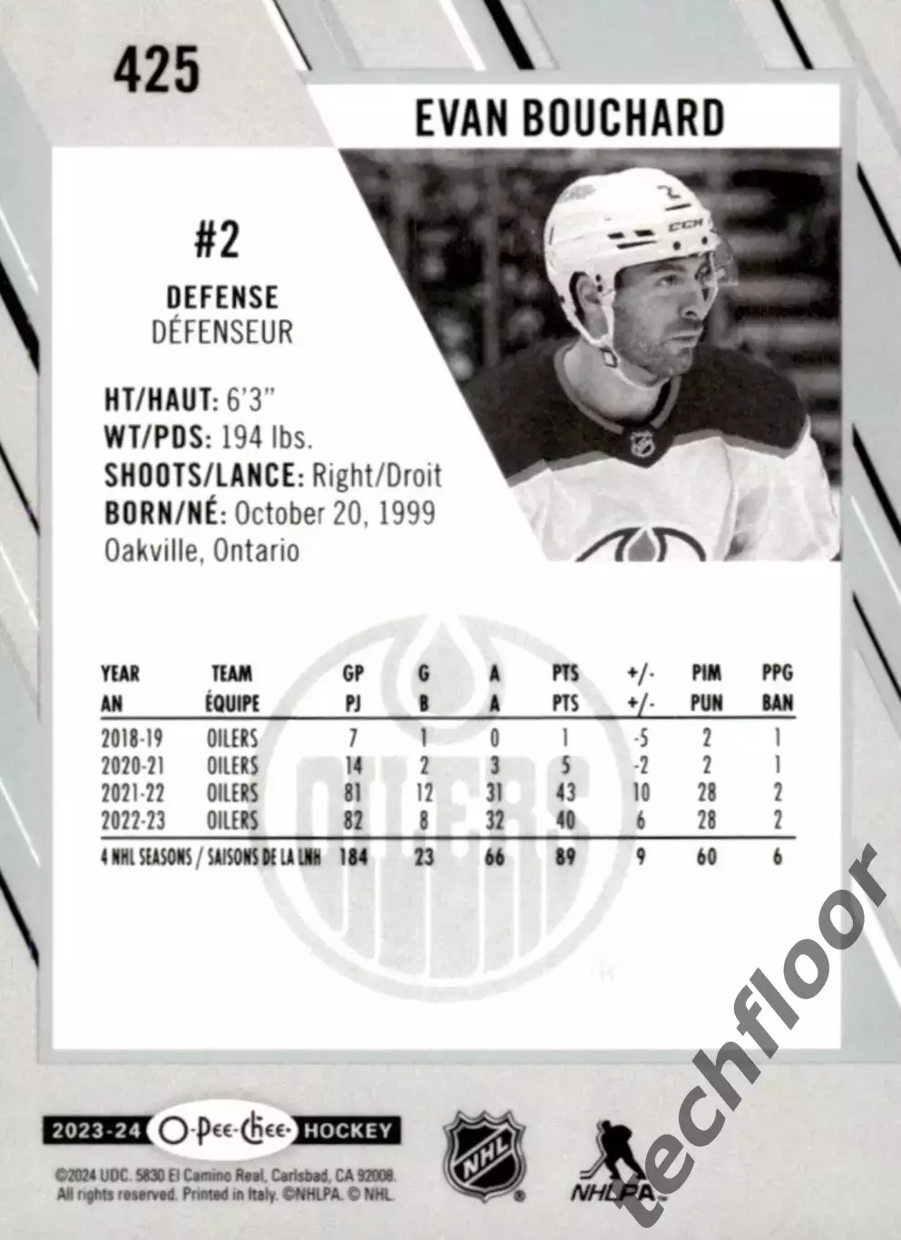 Карточка NHL Evan Bouchard Edmonton Oilers/Эван Бушар Эдмонтон НХЛ 1