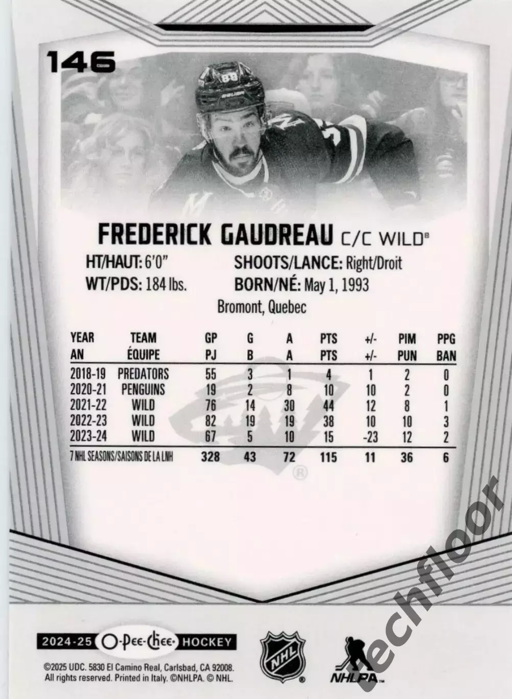 Карточка NHL Frederick Gaudreau Minnesota Wild/Фредерик Гудро Миннесота НХЛ 1