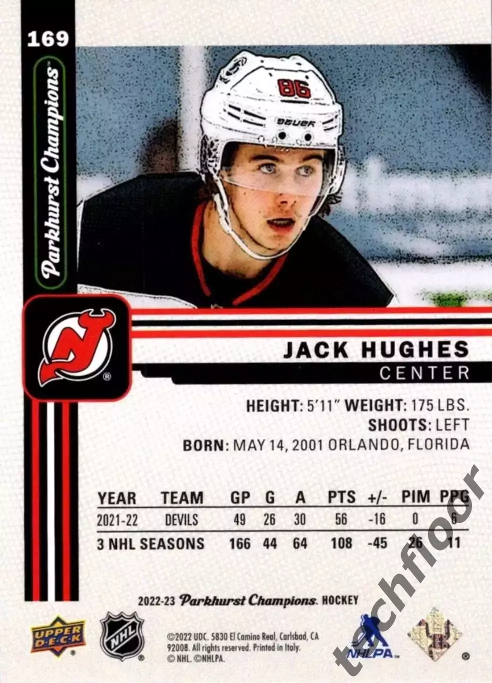 Карточка NHL Jack Hughes New Jersey Devils/ Джек Хьюз Нью-Джерси НХЛ 1