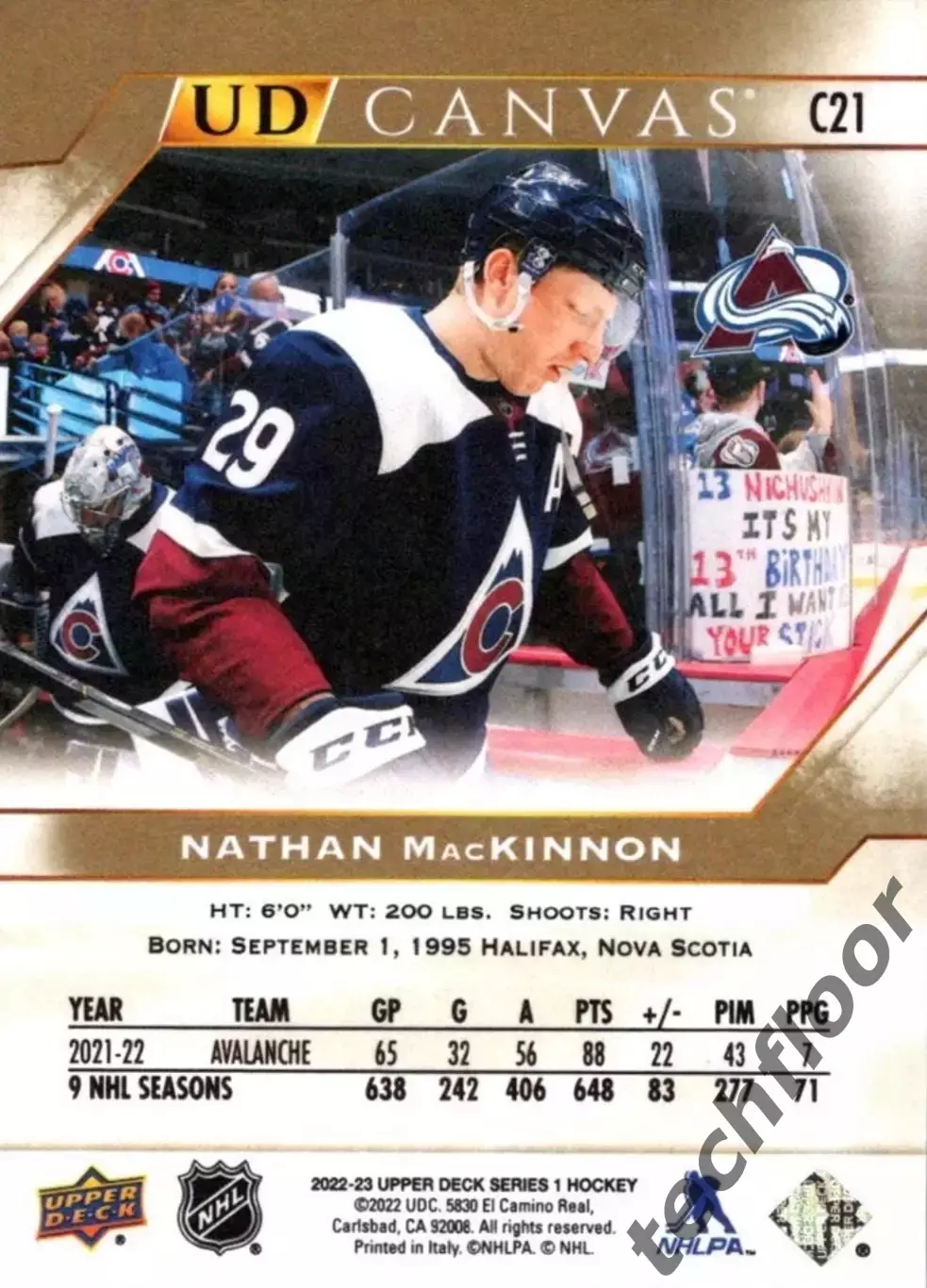 Карточка Canvas NHL Nathan MacKinnon Colorado Avalanche/Натан Маккиннон Колорадо 1