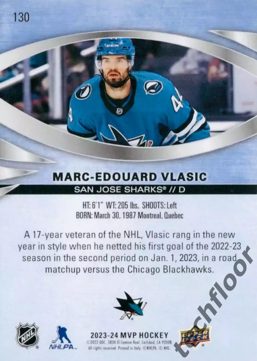Карточка NHL Marc-Edouard Vlasic San Jose Sharks/ Марк-Эдуард Власик Сан-Хосе 1