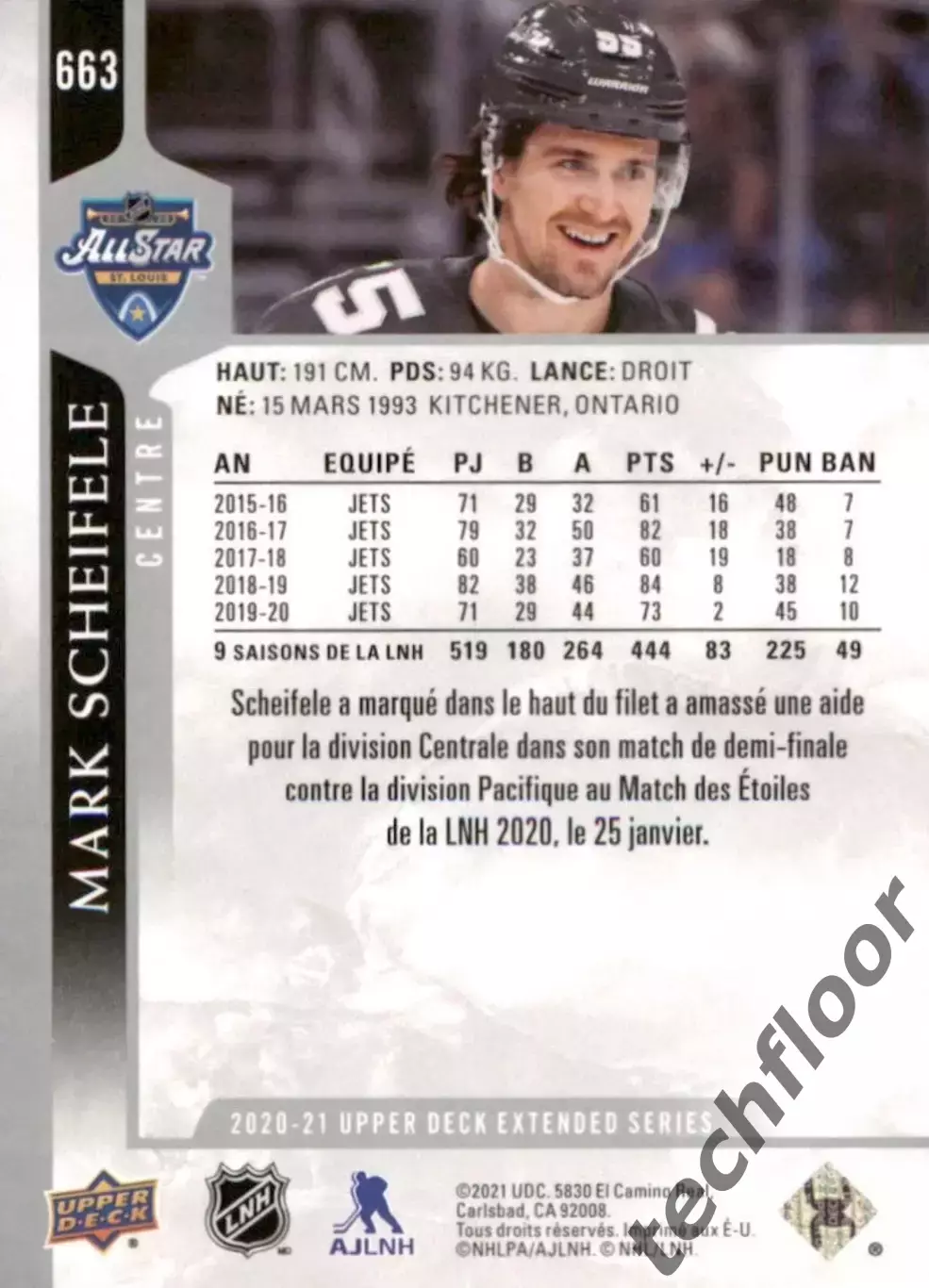 Карточка NHL Mark Scheifele Winnipeg Jets /Марк Шайфли Виннипег НХЛ 1
