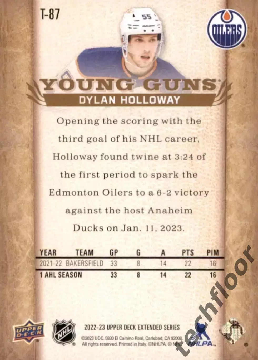Карточка NHL Dylan Holloway Edmonton Oilers/ Дилан Холлоуэй Эдмонтон НХЛ 1