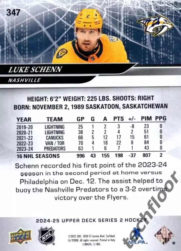 Карточка NHL Luke Schenn Nashville Predators/Люк Шенн Нэшвилл НХЛ 1