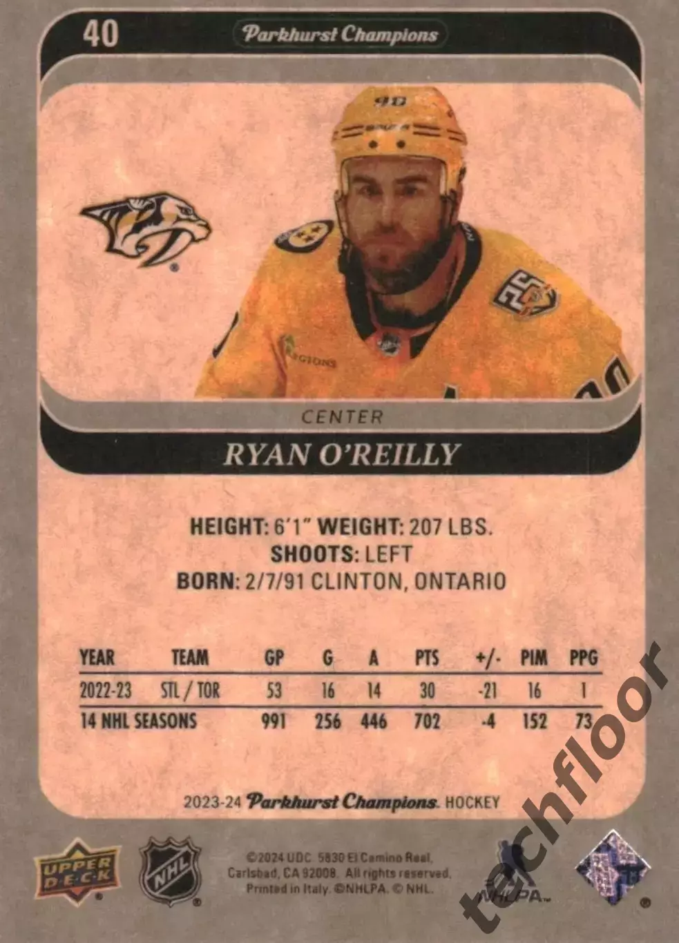 Карточка NHL Ryan O’Reilly Nashville Predators/Райан О’ Райли Нэшвилл НХЛ 1