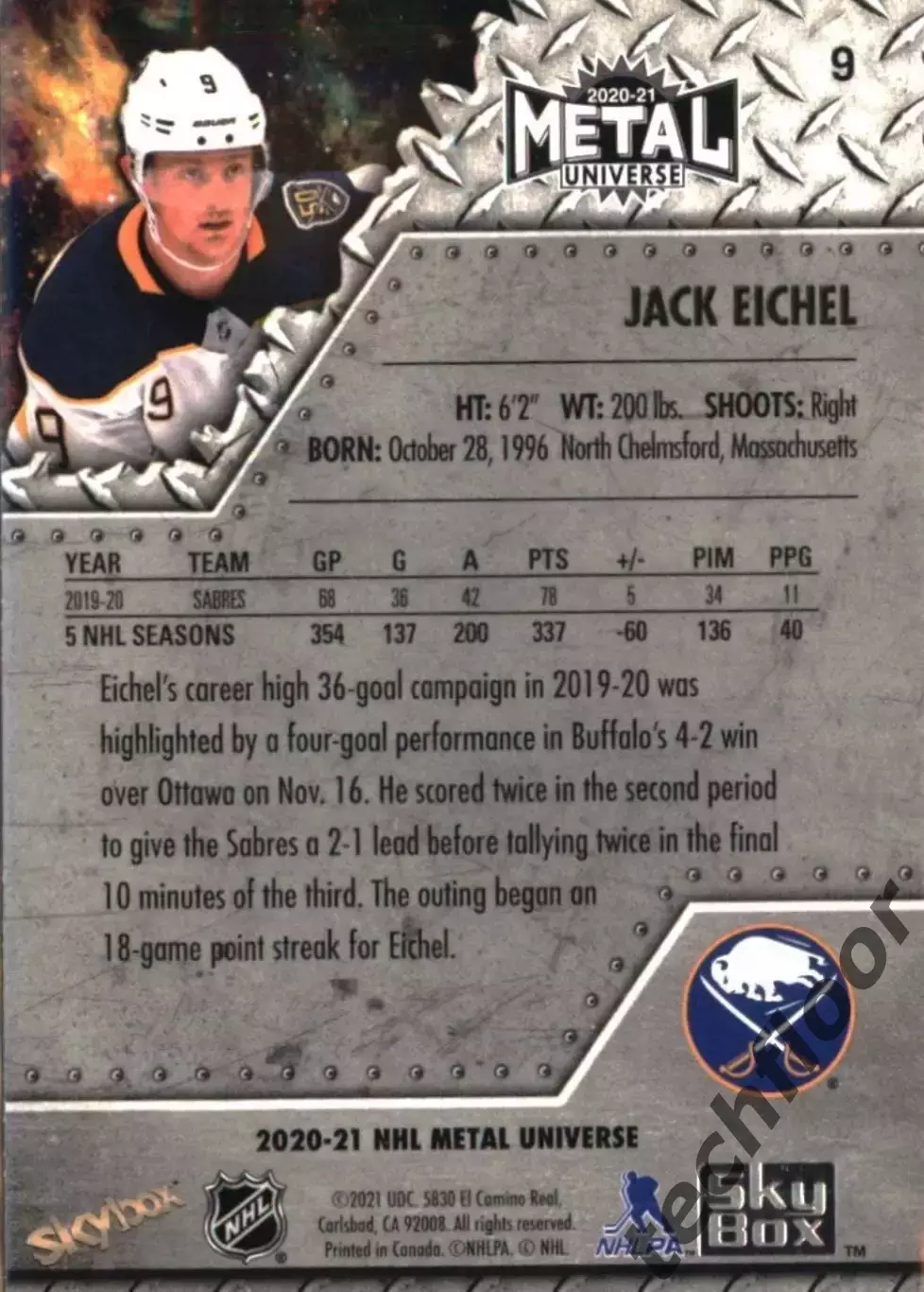 Карточка NHL Jack Eichel Buffalo Sabres/ Джек Айкел Баффало НХЛ 1