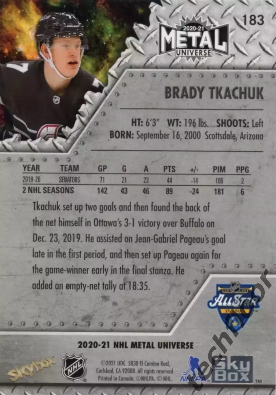 Карточка NHL Brady Tkachuk Ottawa Senators /Брэди Ткачак Оттава НХЛ 1