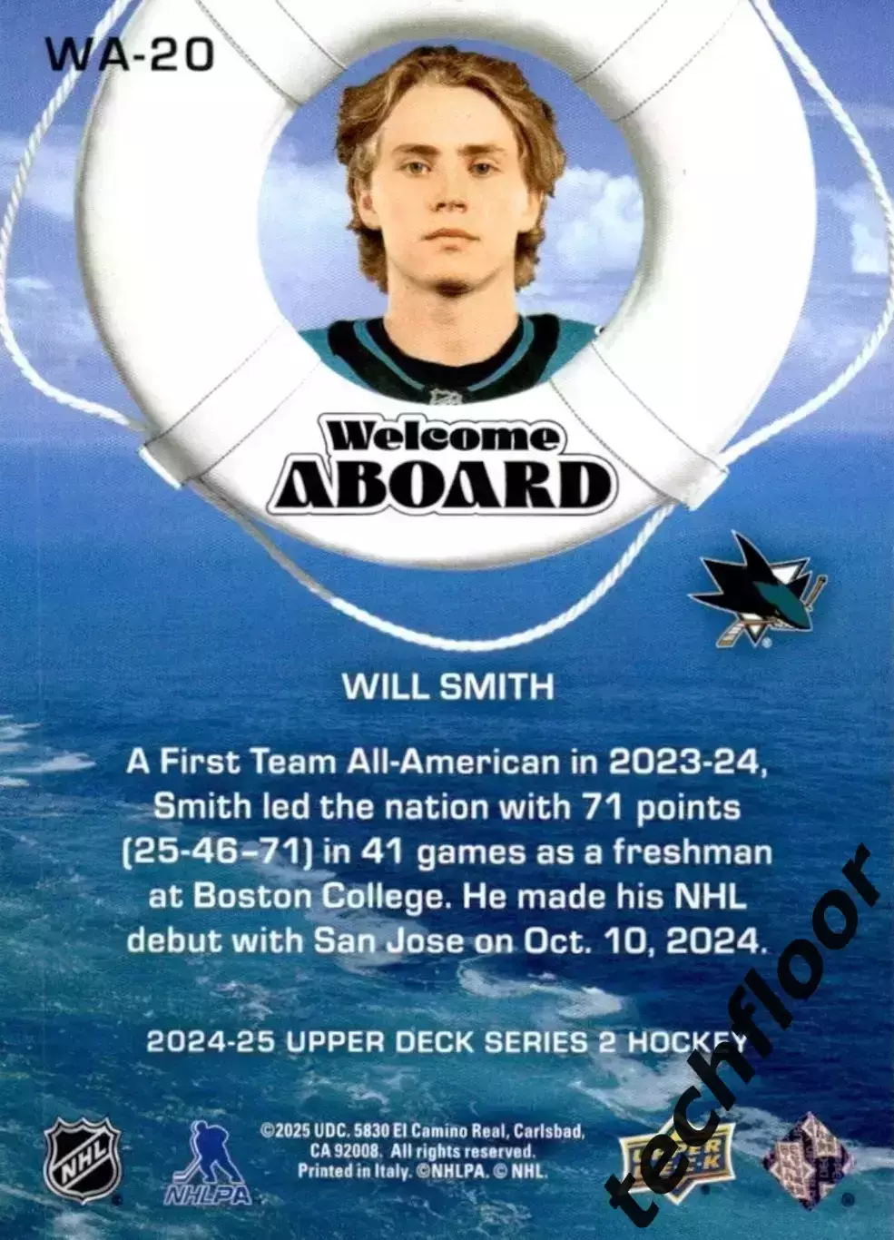Карточка NHL Will Smith San Jose Sharks/Уилл Смит Сан-Хосе 1