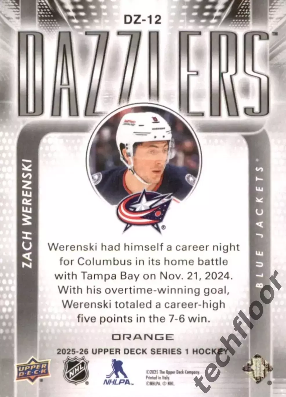 Карточка NHL Zach Werenski Columbus Blue Jackets /Зак Веренски Коламбус НХЛ 1